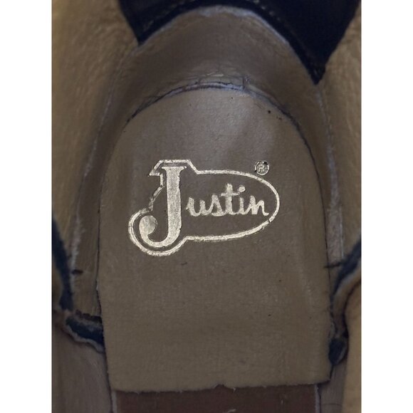 Justin Black Leather Western Boots Size 8.5 - Picture 10 of 12